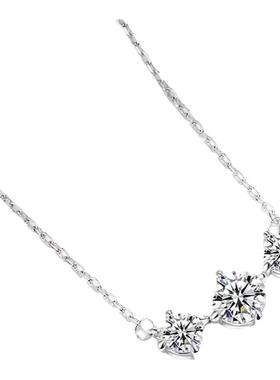 进口D色莫桑石三连钻项链