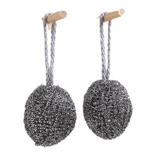 不锈钢清洁球不掉丝不生锈家用厨房刷铁锅洗碗神器钢丝球自带挂绳