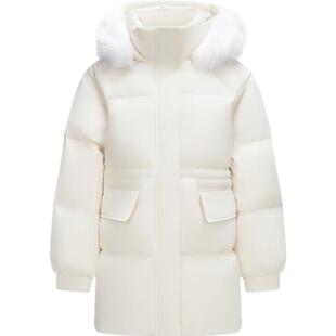 森马毛领羽绒服女2024冬新款毛领中长款外套防水防风上衣一手长