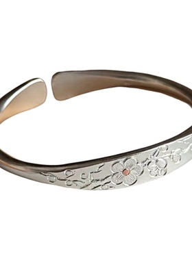 暗香梅花手新中式手工錾刻银色