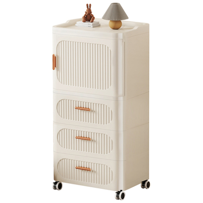 零食置物架落地多层家用客厅抽屉式储物柜可移动开门式玩具收纳架