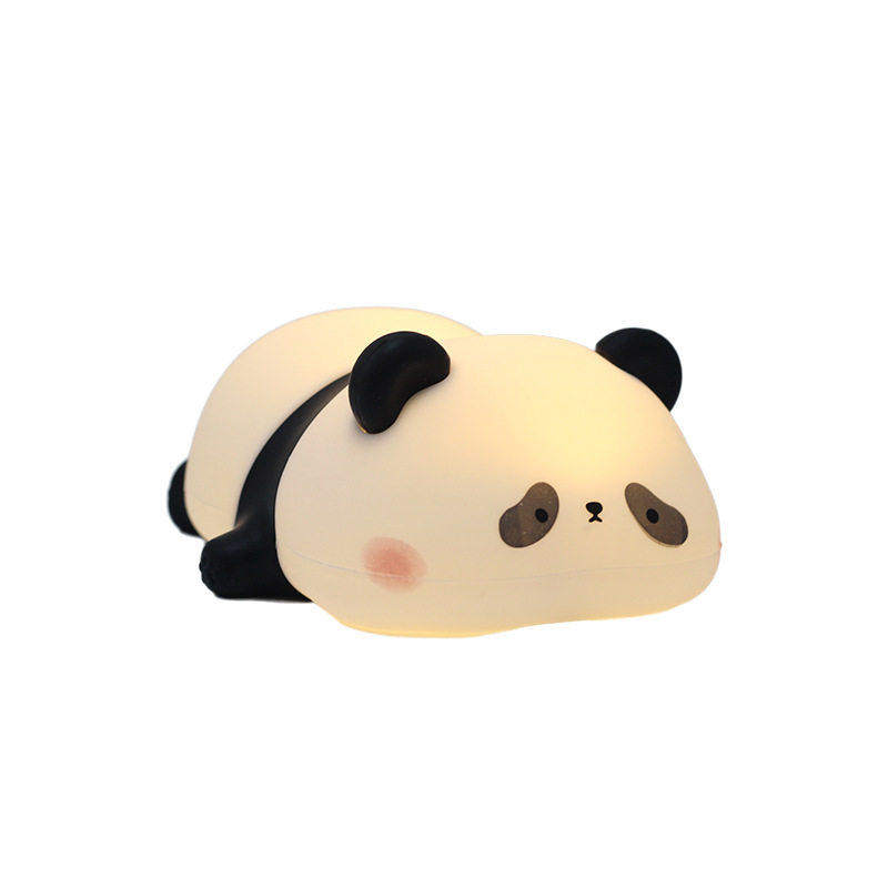 卡通熊猫硅胶小夜灯拍拍灯LED睡眠台灯可爱入睡不伤眼柔光夜灯