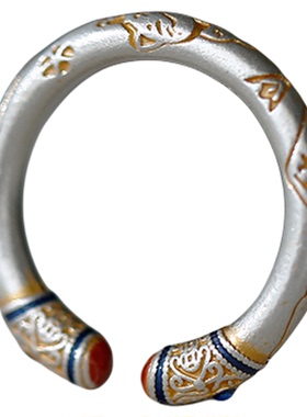 吉言999足银文艺复古珐琅戒指