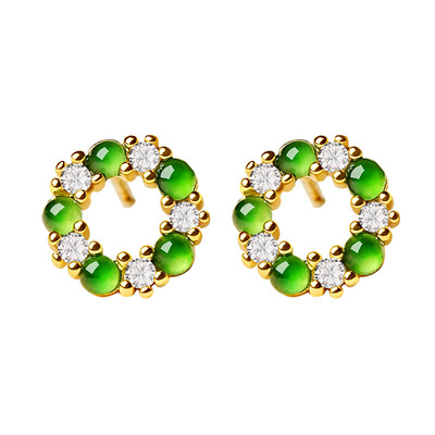 宫里上新天然冰种翡翠耳钉