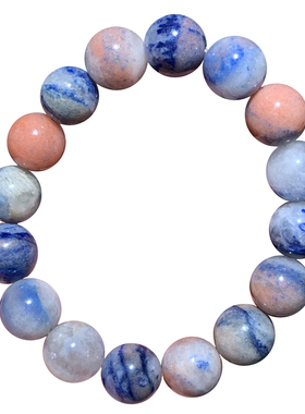 天然蓝线石冰种共生手链水晶蓝绒