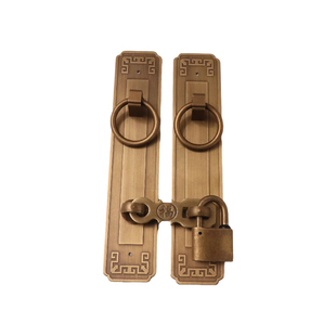 锁扣插销中式仿古纯铜门栓搭扣柜门拉手大门把手全铜老式木门挂锁