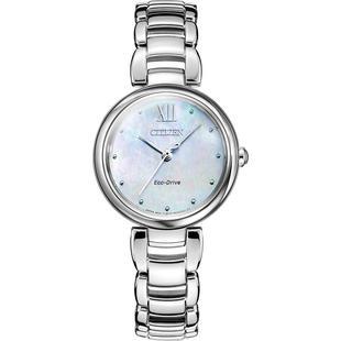 【新年礼物】西铁城官方旗舰店光动能手链贝母盘钢带女表EM0530