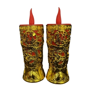 新款LED电子蜡烛灯家用元宝招财金色长明灯供奉财神过节用电池式