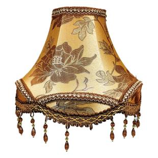 床头台灯布艺灯罩配件欧式宫廷复古啡色银色粉色白色落地灯外壳罩