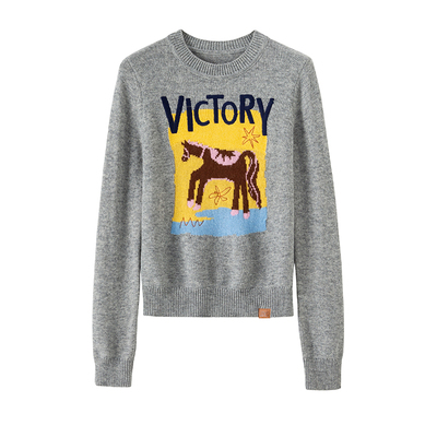 BANANACICI小马圆领羊毛针织衫