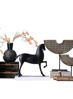 禅意新中式大理石底座木纹首饰盒