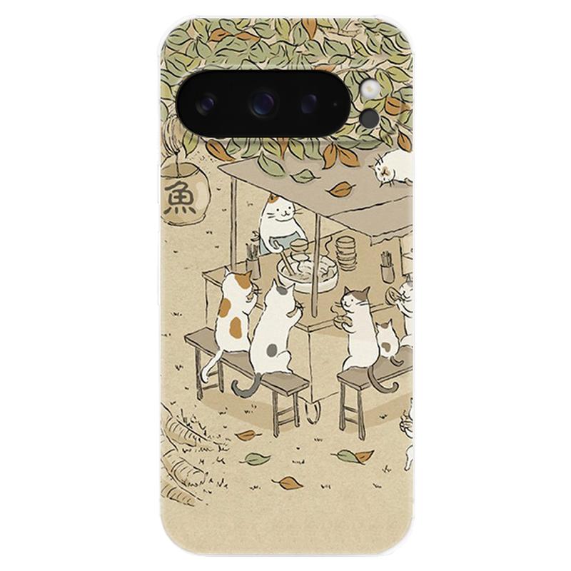 樱花小猫咪适用谷歌Pixel10手机壳9pro/8/7/6A可爱XL卡通文艺女款气囊防摔软