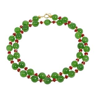 若华珠宝椿=满天星和田玉碧玉项链女18K金锁骨链红宝石颈链定制