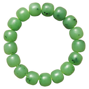 新疆煜宸和田玉俄料碧玉乌兰海苹果绿猕猴桃老型珠手串单圈手链