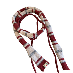 时髦单品！双根条纹细窄长条小围巾女秋冬高级感百搭保暖护颈围脖