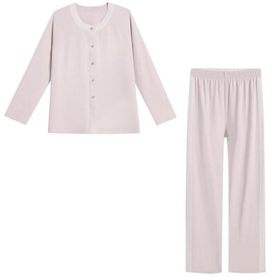爱慕24AW海藻家居服睡衣女秋冬圆领开襟长袖长裤分身套装AM46A291