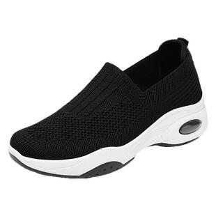 女款一脚蹬网面透气2026新款休闲鞋软底不累脚春秋夏厚底坡跟单鞋