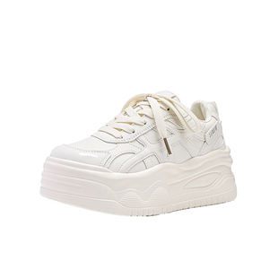 Semir女鞋厚底小白鞋女2026春季新款休闲板鞋厚底松糕白色德训鞋