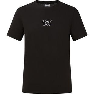 PONY波尼25春季新品男女同款户外运动休闲凉感短袖T恤252M2AT03BK