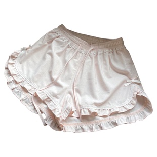 Peach's/ 奶油桃桃 原创蝴蝶结花边短裤少女甜妹荷叶边百搭休闲裤