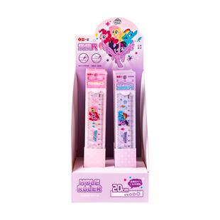 iiGEN一正卡通学生文具小马宝莉20CM洞洞尺 女生学习专用测量尺小学生透明加宽加厚不易折断尺少女心波浪尺