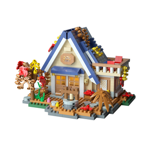 微型颗粒树屋建筑积木创意模型摆件男孩女孩子生日礼物伴手礼奖品