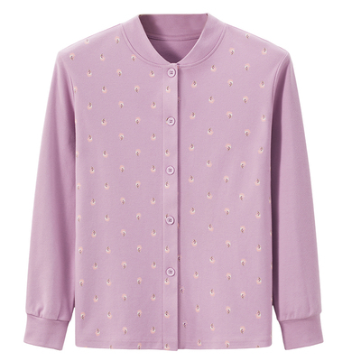 华友源老人纯棉印花保暖上衣女