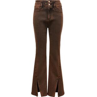 【ONLY奥莱】春季新款时尚个性高腰开衩微喇裤牛仔裤女