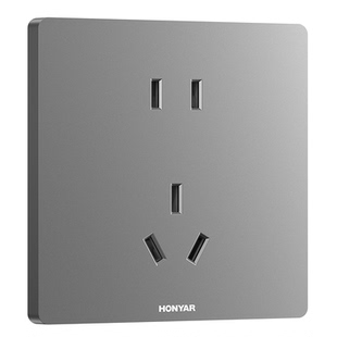 鸿雁开关插座面板86型家用暗装墙壁16a一开五孔插座带开关X5pro灰