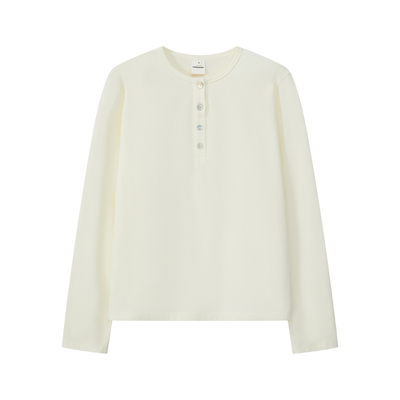 全棉针织长袖T恤宽松正肩打底衫