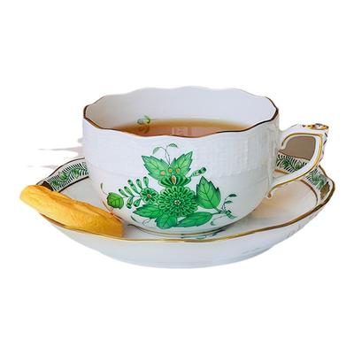 咖啡杯碟手绘硬瓷茶杯碟唐顿同款