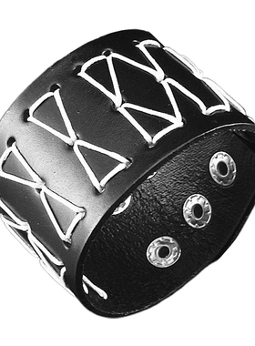 白色绒线交叉编织牛皮朋克风手链