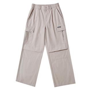 骆驼女装工装裤2025秋季纯棉白色直筒小个子户外运动休闲长裤