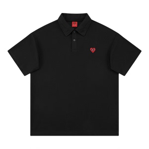 夏季查尔斯桃心爱心刺绣Polo衫