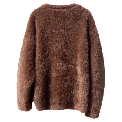 慵懒风美拉德棕色针织开衫毛衣