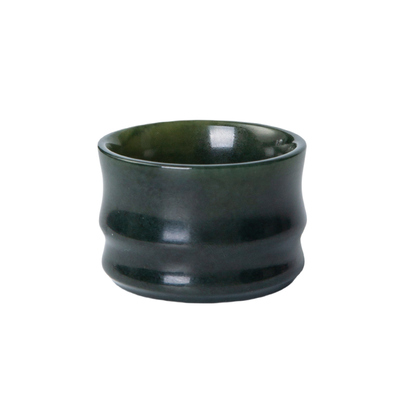 敦煌天然玉石茶杯和田青玉竹节杯