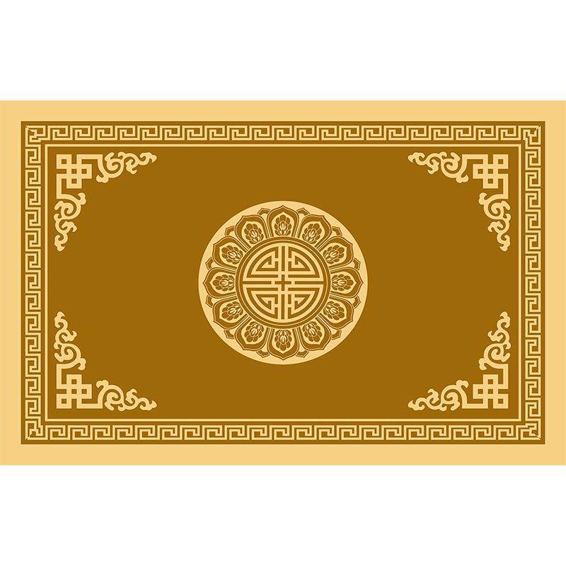 新中式入户门地垫土黄色地毯防滑耐脏门垫金色脚垫升级加厚圈绒毯