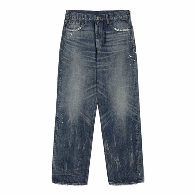 TIRES日产洗水牛仔单宁赤耳长裤