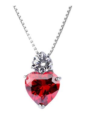 红色爱心项链纯银气质女