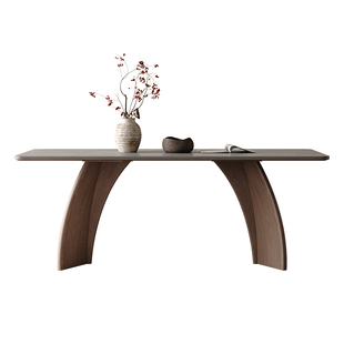 实木餐桌2026新款家用高级感现代简约侘寂风长方形玛奇朵岩板餐桌