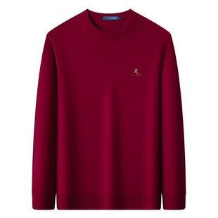 [羊绒羊毛]梦特娇男士羊绒衫25秋冬圆领毛衣纯色羊毛针织衫保暖J