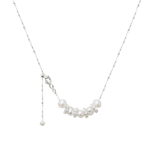 AMO缓存浪漫天然巴洛克珍珠项链女纯银小众高级感温柔微笑锁骨链