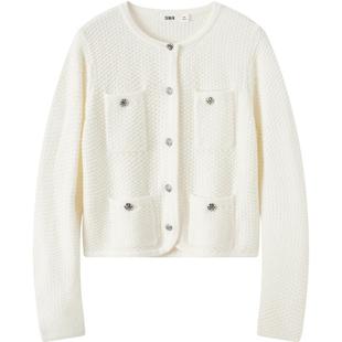 森马针织开衫女短款圆领毛衫显高气质春季温柔小香风肌理上衣时尚