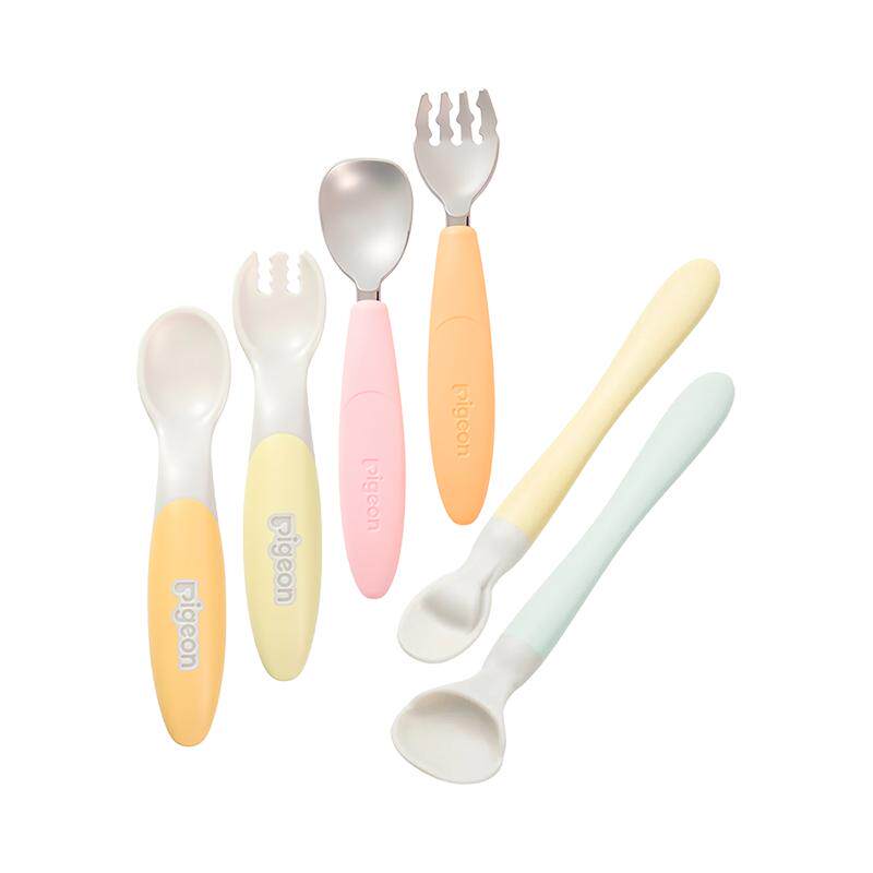 【新品】贝亲宝宝辅食勺子外出便携带收纳盒子训练儿童不锈钢餐具