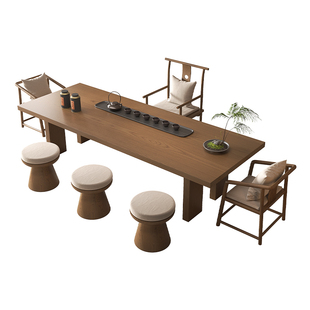 现代简约实木茶桌轻奢现代高级感办公室家用茶台大板2025新款高端