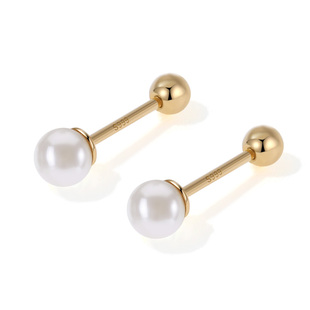 999纯银珍珠耳钉女迷你养耳洞2026新款睡觉免摘螺丝拧扣小耳骨钉