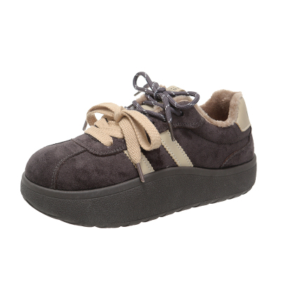 复古德训鞋女厚底勃肯加绒保暖棉