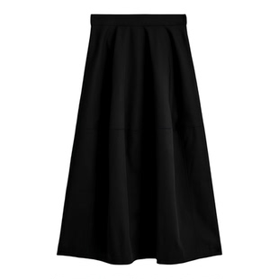 CS女装 标准版型棉质中长裙黑色2025冬季新品1294850003