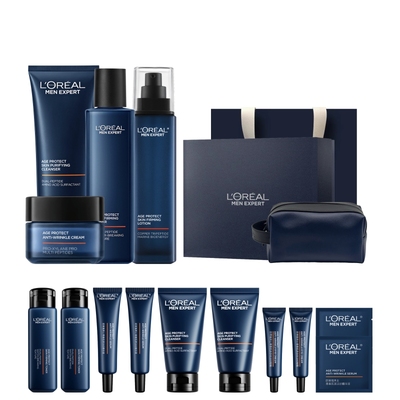 【双11立即抢购】欧莱雅男士淡纹套装抗老保湿洗面奶水乳护肤品