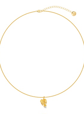 AJIDOU阿吉豆项链金色拉丝龟背叶